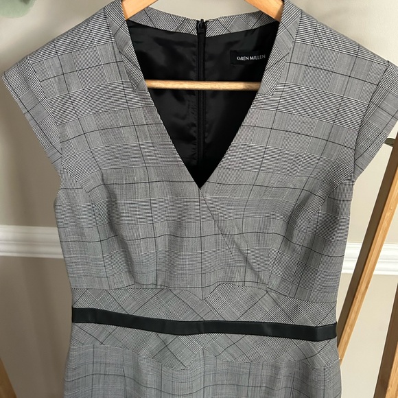 NWOT Karen Millen Grey and Black Tweed Midi Office Dress - Picture 7 of 10